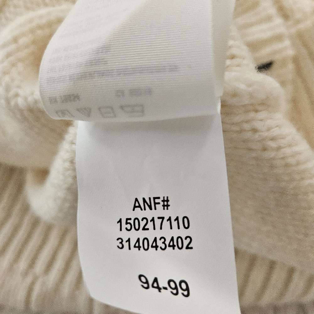 Vintage Abercrombie & Fitch Cable Knit Sweater Womens L Cream Ivory Crew Neck - Picture 12 of 12